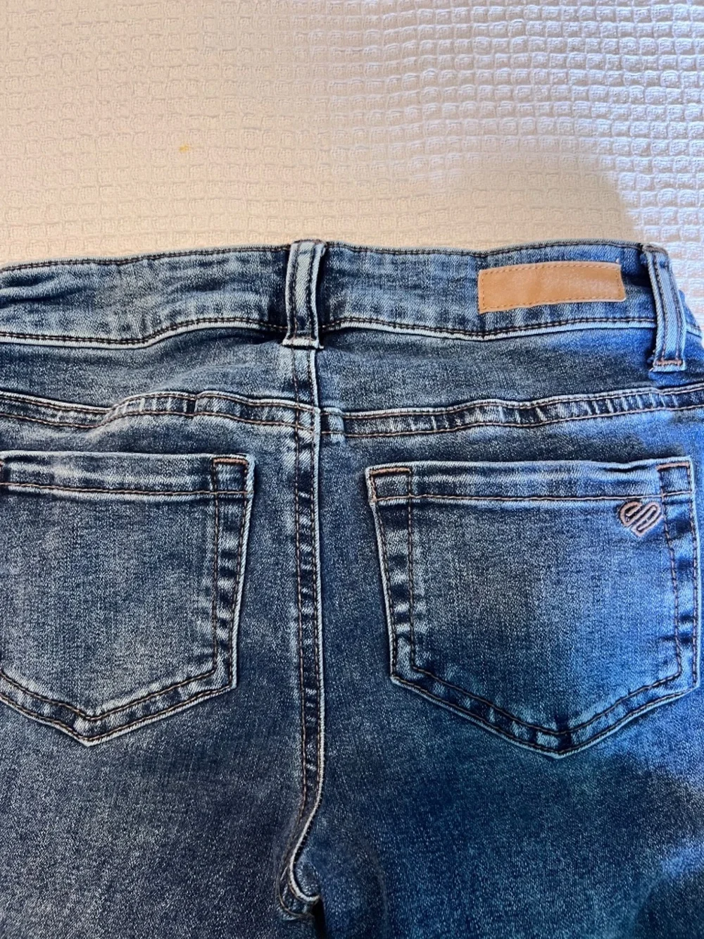Justice Slim Straight Girls Size 12 Blue Denim Jeans Button Zip Pockets